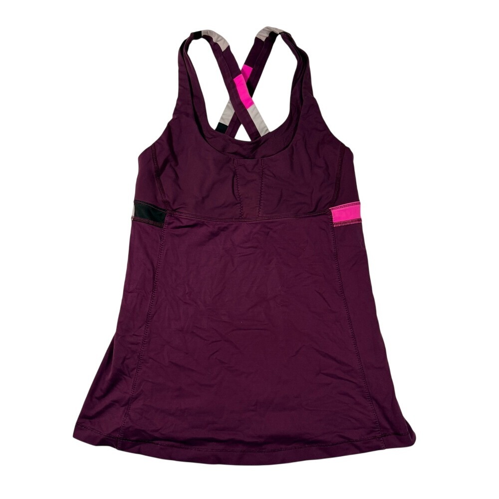 Lululemon Plum Crisscross Back Tank Top Built-in Bra Athletic Workout Size‎ M